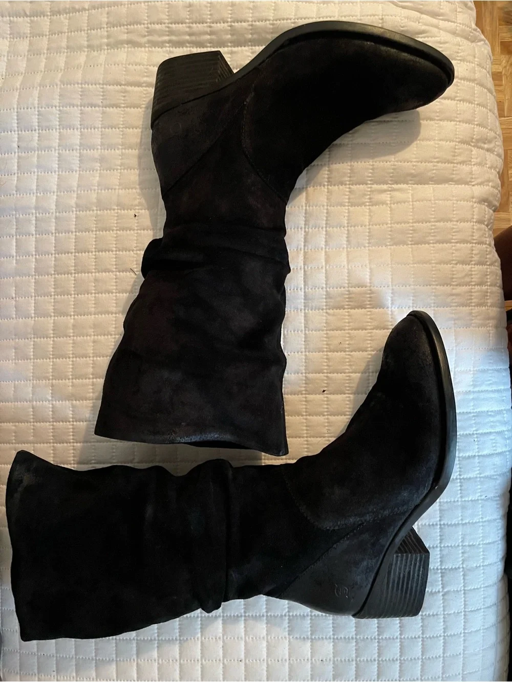 Women's Black Suede Mid-Calf Slouch Boot
